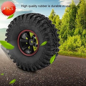 Lot de 4 pneus en caoutchouc à 6 trous avec moyeux pour voitures tout-terrain télécommandées à léchelle 1/10