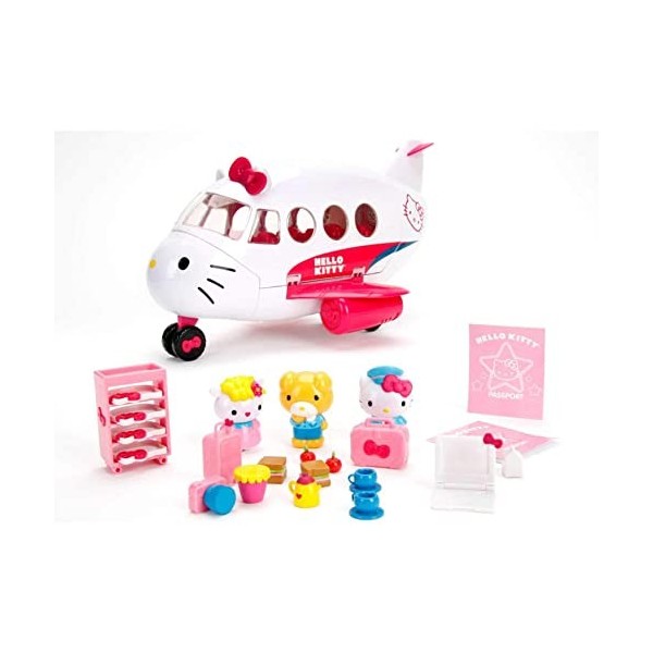 Simba - Hello Kitty - Playset Avion - Toit Ouvrant - 3 Figurines Incluses + Nombreux Accessoires - 253248000