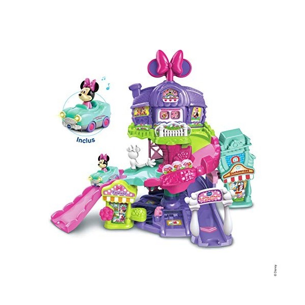 VTech - Tut Tut Bolides Disney, Le Monde Enchanté de Minnie avec Voiture Cabriolet Magique de Minnie Mouse, Circuit Voitures,