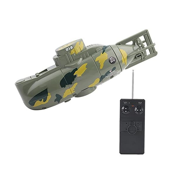 Alomejor Modèle de Jouet sous-Marin à 6 Canaux Télécommandé Militaire Mini Simulation Vert 