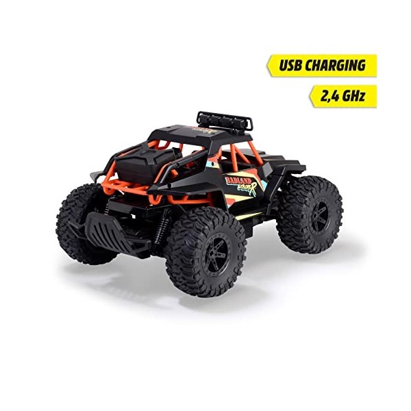 Dickie Toys RC Badland Explorer 32 cm Monster truck télécommandé 100% RTR, avec télécommande 2 canaux, jusquà 15 km/h rapide