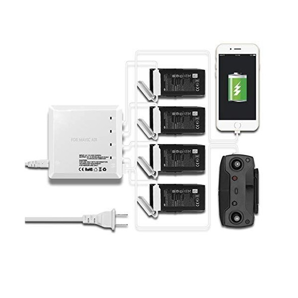 Yangers Multi Chargeur pour DJI Mavic Air , 6 en 1 Smart Rapid Balance Chargeur parallèle Dock pour 4 Mavic Air Flight Batter