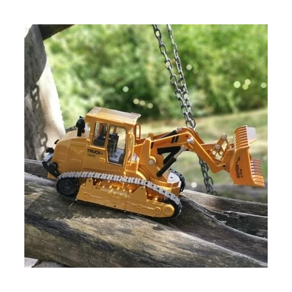 AptoFun Bulldozer RC 6 canaux 33x12x13cm , Grand Bulldozer télécommandé 2,4 GHz avec lumière comme Cadeau pour Les Enfants