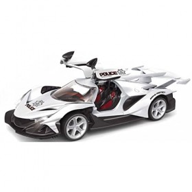 HTUK Voiture de police télécommandée haute vitesse pour portes ciseaux échelle 1:14 Commande au volant de voiture à vitesse s