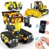 HOGOKIDS Technique robot télécommandé pour enfants - 730 pièces 2 en 1 Bulldozer avec application - Jouet de construction pro