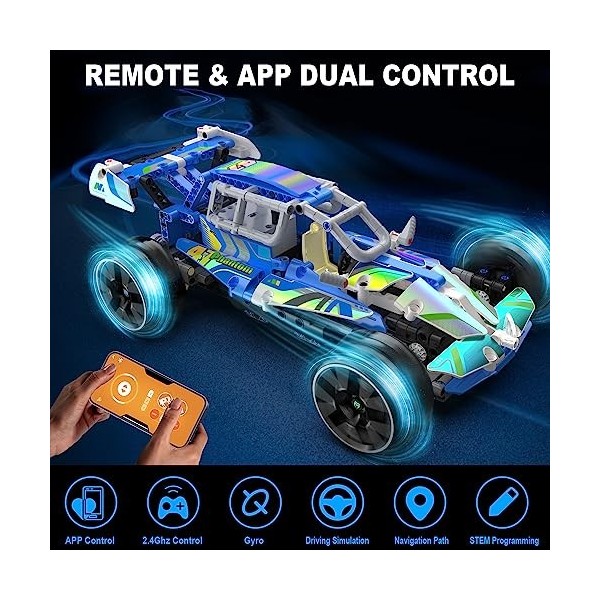 OKKIDY Voiture télécommandée pour garçon, Kit de Construction de Robot STEM 3 en 1 APP et télécommande éducative DIY Engineer