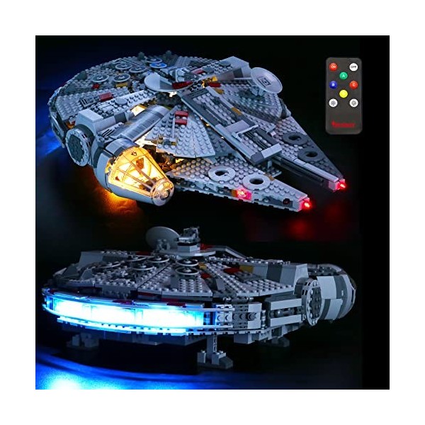 BRIKSMAX Kit de LED Version de Mise à Jour pour Lego Star Wars Faucon Millenium,Compatible avec la Maquette Lego 75257, La Ma