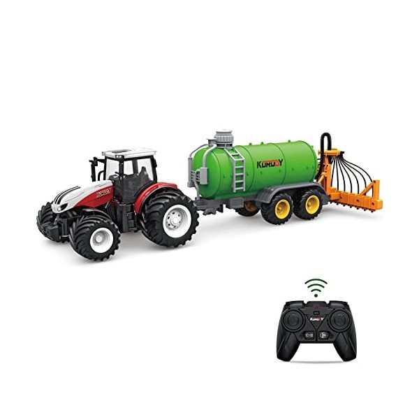 Tracteur RC avec système darrosage, Fisca 2.4G 1:24 Véhicule de construction télécommandé Tracteur RC haute simulation avec 