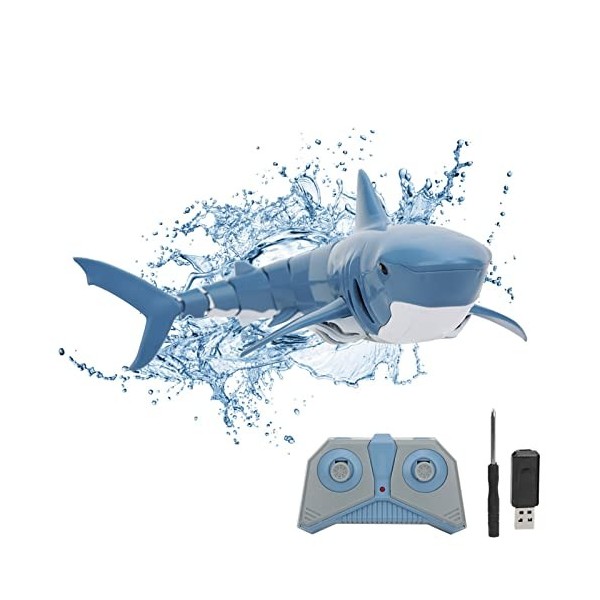 Télécommande Shark Toy, USB Rechargeable sous-Marin Modèle avec Radio Télécommande, Facile à Charger, Cadeau Jouet Dété pour