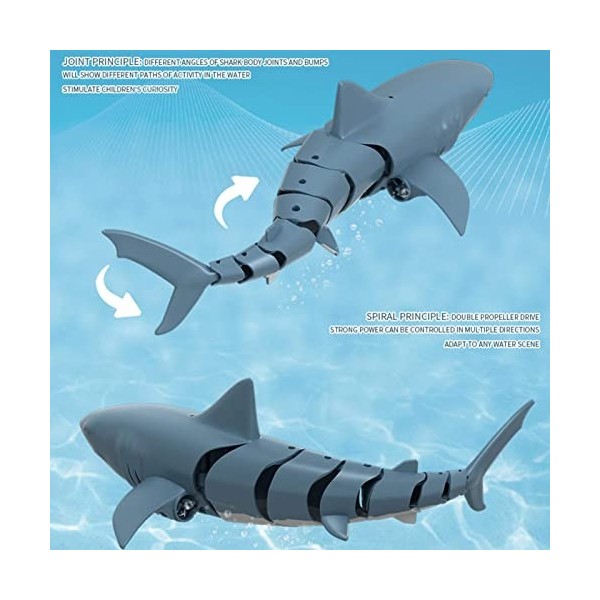 Télécommande Shark Toy, USB Rechargeable sous-Marin Modèle avec Radio Télécommande, Facile à Charger, Cadeau Jouet Dété pour