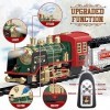 Mini Tudou Noël Trains Électriques Jouets avec Vapeur,Son,lumière,Télécommande Train avec Moteur de Locomotive & Voitures Car