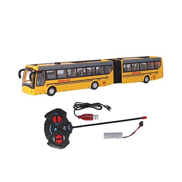 Bus RC pour Enfants, Jouet de Bus Scolaire Haute Simulation à Léchelle 1:48, Bus de Ville télécommandé avec Intérieur Réalis