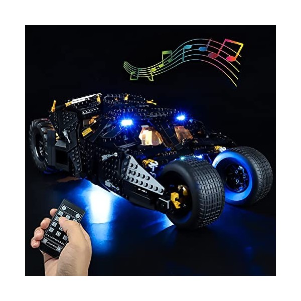 Hosdiy Télécommande Jeu de Lumière pour Batman la Batmobile Tumbler Modèle - Compatible avec Lego 76240 - LED Lumiere Kit 