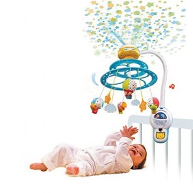 VTech - Lumi Mobile Nuit Étoilée, Mobile Musical Lit Bébé avec Télécommande, 4 Animaux en Peluche, Projection au Plafond, Mus