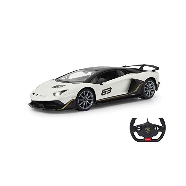 Jamara - 405172 - Lamborghini Aventador SVJ - 1:14 - Blanc - 2,4 GHz - Jusquà 1 heure de conduite à environ 9 km/h, détails 