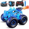 LTLWSH 360° Rotation 2.4GHz Voiture Télécommandée Enfant avec Spray, lumière et Son, Tout Terrain Monster Trucks, Jouets Dino