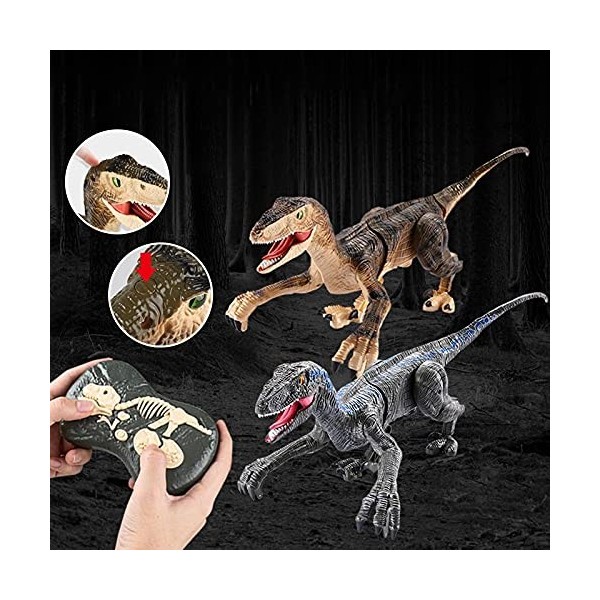 Motyy Rc Dinosaure Marche ÉLectrique Raptor Velociraptor Enfants Jouet Intelligent Animal Simulation TéLéCommande Dinosaure 