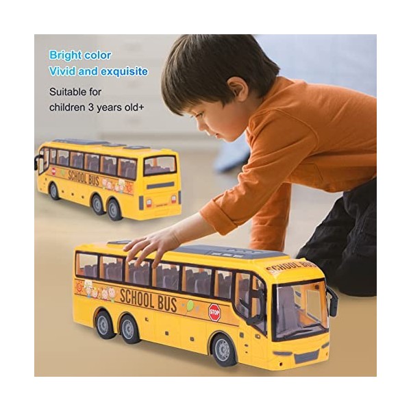 Autobus Scolaire RC, Jouet DAutobus Scolaire pour les Tout-Petits, VéHicules de Voiture TéLéCommandéS, Bus TéLéCommandé pour