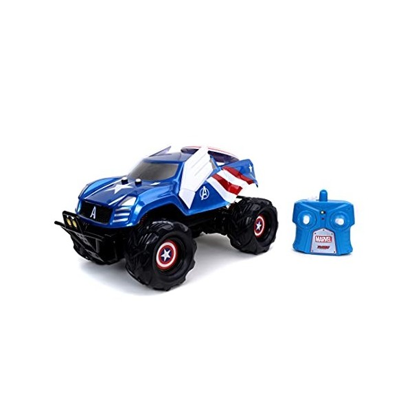 Jada Toys 253228001 Marvel RC Captain America Attack Voiture télécommandée avec Turbo USB Charge 3,6 m/s Distance de contrôle