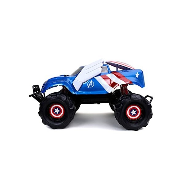 Jada Toys 253228001 Marvel RC Captain America Attack Voiture télécommandée avec Turbo USB Charge 3,6 m/s Distance de contrôle