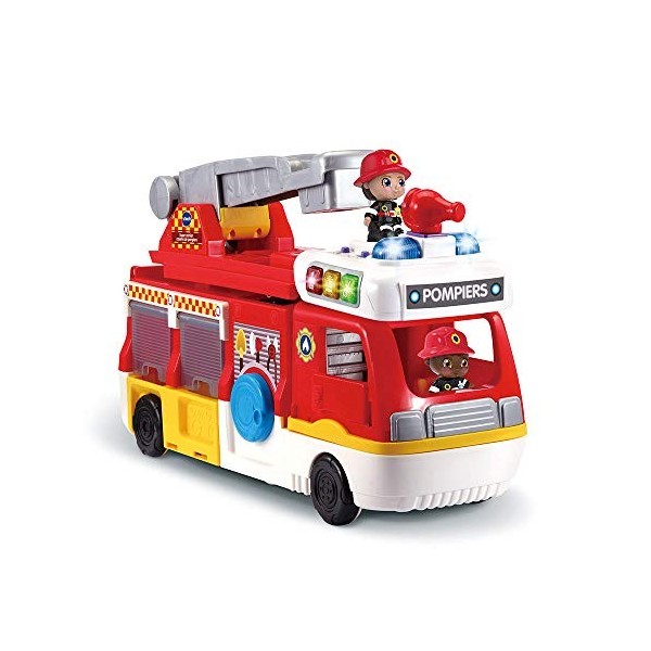 VTech - Tut Tut Copains - Super Camion Caserne de Pompiers, échelle, camion, hélicoptère – 1/5 Ans– Version FR