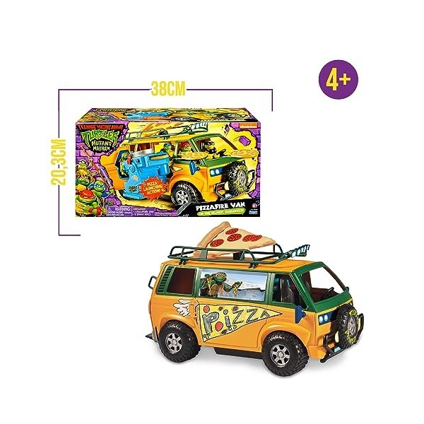 Tortues Ninja, Camion de Combats, Lance Pizza motorisé, Peut contenir Les Figurines de 12 cm, Jouet pour Enfants dès 4 Ans, G