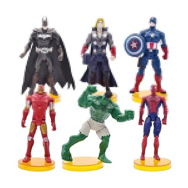 OBLRXM Figurine Avengers, Avengers Endgame Titan Hero Series Lot de 6 Figurines, Hulk, Iron Man, Captain America,Thor, Spider