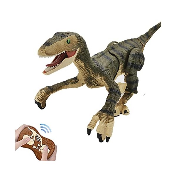 WEECOC Jouet robot télécommandé en forme de dinosaure pour enfants - 2,4 GHz - Éclairage LED - Cadeau de Noël ou danniversai