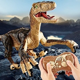 WEECOC Jouet robot télécommandé en forme de dinosaure pour enfants - 2,4 GHz - Éclairage LED - Cadeau de Noël ou danniversai