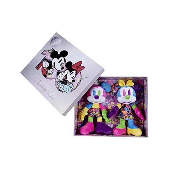 Simba 6315870124 - Coffret Collector Disney Mickey & Minnie 100 ans, Peluche de 33 cm, Édition limitée pour Collectionneurs, 