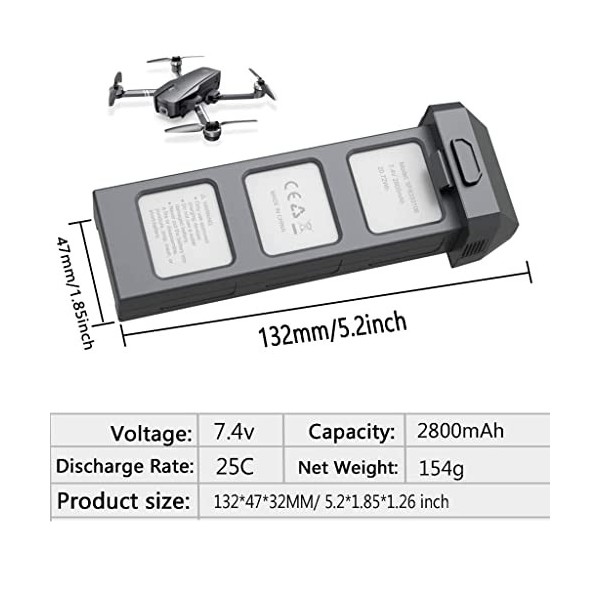 1PCS 7.4 V 2800mAh Batterie de Lithium pour HS720 HS720E Moteur sans Brosse à Quatre Axes Pièces à Quatre Axes Pièces de Comm