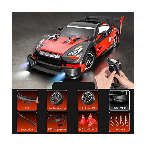 Goolsky RC Drift Car 1/16 RC Car 2.4GHz 4WD 40km/h RC Race Car High Speed Kids Gift RTR Rouge