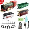 JYCRA Ensemble de train de Noël, train électrique rechargeable télécommandé avec kit de chemin de fer fumé