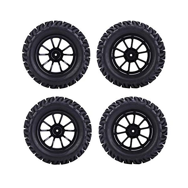 4PCS RC Pneu, Roue En Plastique De 125mm Jantes Maille Roues V Type RC Remplacement De Pneu De Voiture pour 1/10 Télécommande