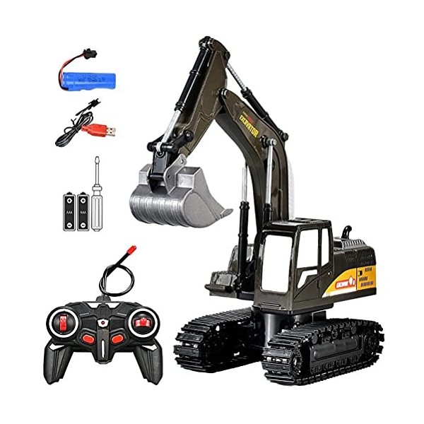 Eeneme Télécommande Excavatrice Jouet RC 1: 24 Excavatrice Chaîne Construction Véhicule RC Camion Jouet Garçon Fille Cadeau 6