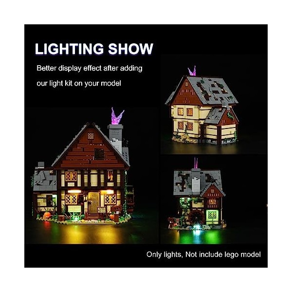 cooldac Kit de lumières LED pour Lego 21341 Disney Hocus Pocus : The Sanderson Sisters Cottage, télécommande USB, kit de lum