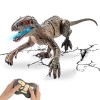 Jouet dinosaure télécommandé rechargeable 2.4 GHz RC Velociraptor Dino avec œil LED, tête et queue qui secoue, jouets élect