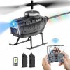 VATOS Hélicoptère télécommandé avec caméra pour éviter Les Obstacles, 2.4GHz 3.5CH RC Helicopter with LED Lights, Maintien de