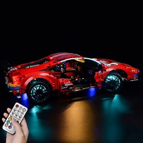 Hosdiy Jeu de Lumière avec Télécommande pour Ferrari 488 GTE AF Corse 51 Modèle - LED Lumiere Kit Compatible avec Lego 4212