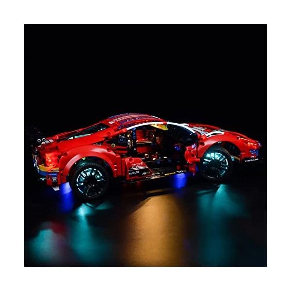 Hosdiy Jeu de Lumière avec Télécommande pour Ferrari 488 GTE AF Corse 51 Modèle - LED Lumiere Kit Compatible avec Lego 4212