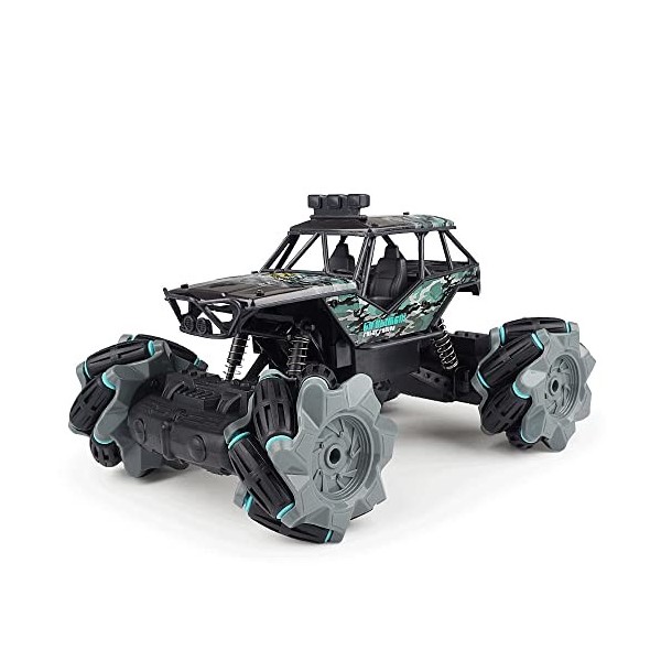 TTKDD Voiture de Cascade RC pour Enfants, Voiture de Cascade télécommandée 1/20 avec lumières, Voitures Jouets à Rotation à 3