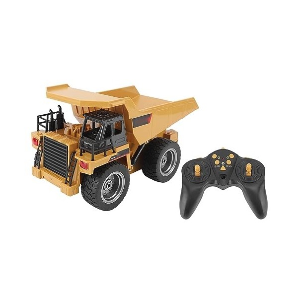 Shipenophy Véhicule de Construction RC, Camion à Benne Basculante télécommandé en Métal 2,4 G, 9 Canaux, Cadeau Fonctionnel C