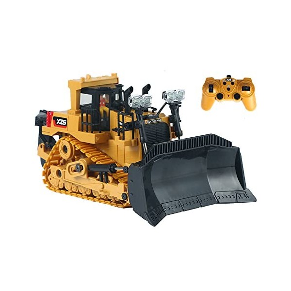 EERSTA Échelle 1/24, Bulldozer télécommandé, Bulldozer télécommandé à 9 canaux, Tracteur télécommandé sur chenilles, Cadeaux 