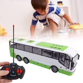 Bus télécommandé, Simulation de Modèle de Bus RC sans Fil en Direct 1/30 pour Jouets pour Enfants Blanc Vert 