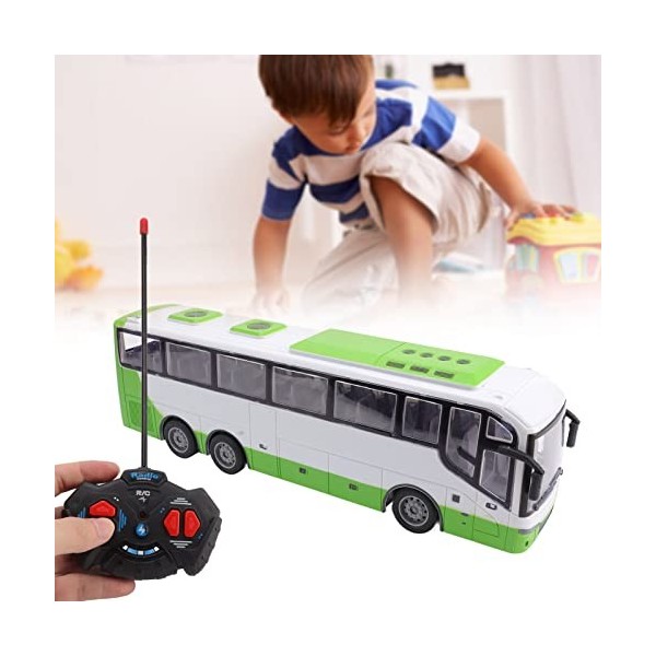 Bus télécommandé, Simulation de Modèle de Bus RC sans Fil en Direct 1/30 pour Jouets pour Enfants Blanc Vert 