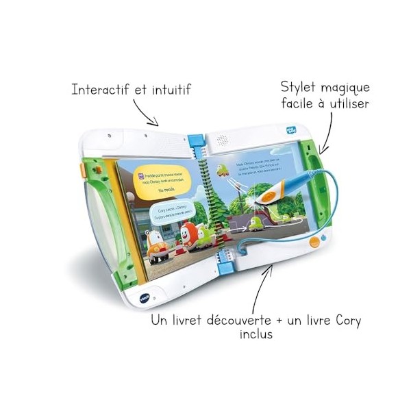 VTech - MagiBook v2 Starter Pack Vert, Plateforme de Lecture Interactive avec Livre Éducatif Niveau 1 lÉcole des Super-Héros