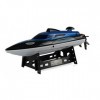 Amewi 26093 Blue Barracuda V2 Mini Bateau 2,4 GHz RTR, Interrupteur de sécurité, Double Couvercle, Noir/Bleu