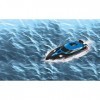 Amewi 26093 Blue Barracuda V2 Mini Bateau 2,4 GHz RTR, Interrupteur de sécurité, Double Couvercle, Noir/Bleu