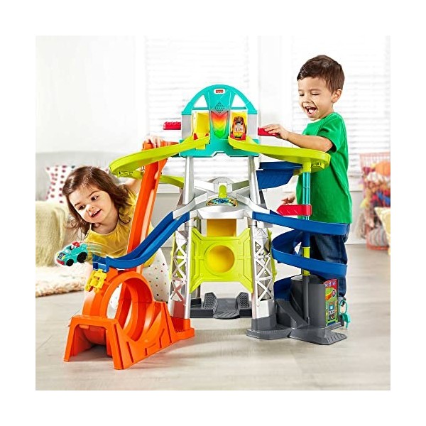 ​Fisher-Price Little People Launch & Loop Raceway, vehicle playset for toddlers and preschool kids