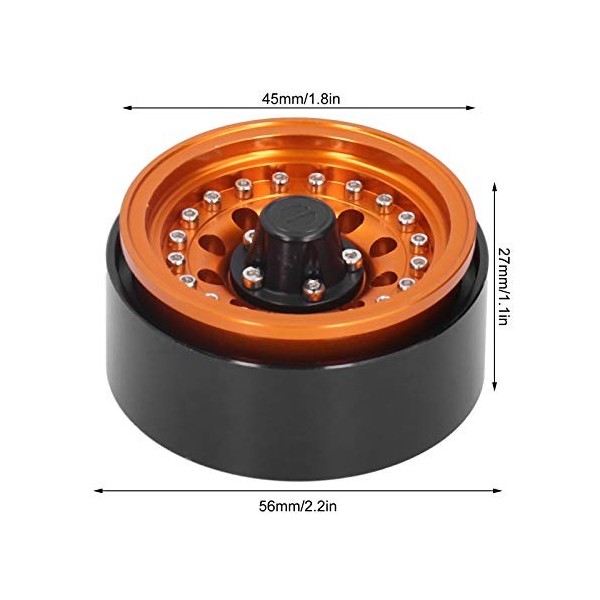 VGEBY RC Crawler Rims, 4 pièces RC Jantes 1.9in, métal Beadlock Roue moyeu Jante Ensemble Simulation CNC adapté pour 1/10 RC 